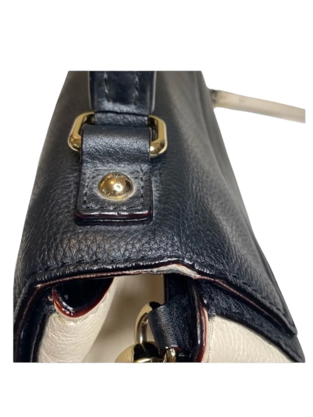 kate spade  Magnolia Park Large Two Tone Leather Satchel Handbag  Black Ivory